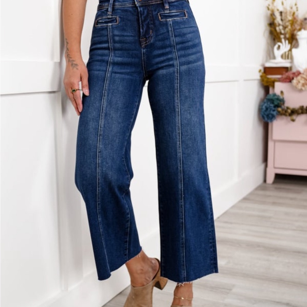 Stylish Dark Blue Flare Jeans